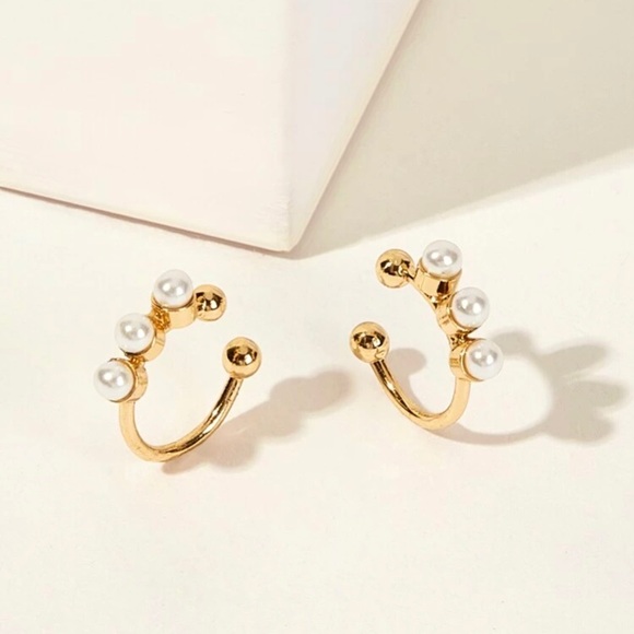 2 Pcs Pearl Decor Ear Cuff - Picture 4 of 7